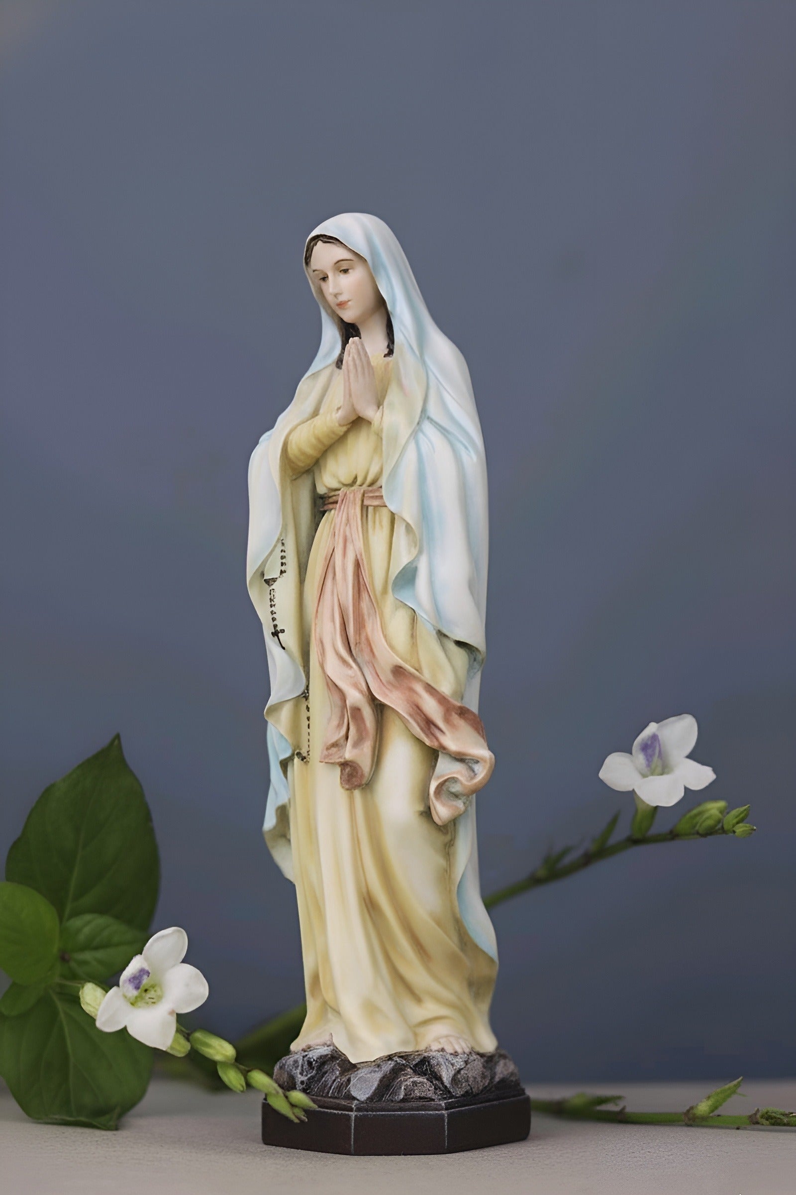 Virgin Mary Pastel Statue, Hand Painted Catholic Figurine, Our Lady of Lourdes Statue, Religious Home Altar Decor, Christian Gift